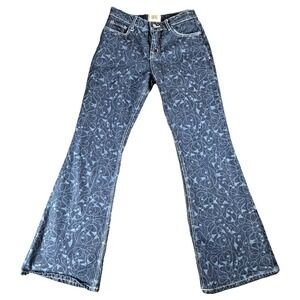 BDG Urban Outfitters Flare Jeans Womens 26x32 Low Rise Patterned Y2K